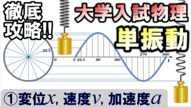 徹底攻略!大学入試物理 単振動の基礎①(変位x,速度v,加速度a)